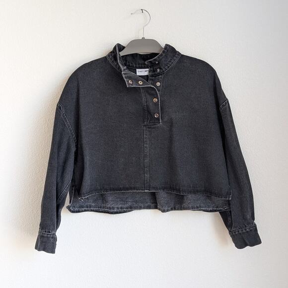 Ukraine Schst Zdrv СЧТС ЗДРВ Black Denim Cropped Jacket, size M - Picture 1 of 10